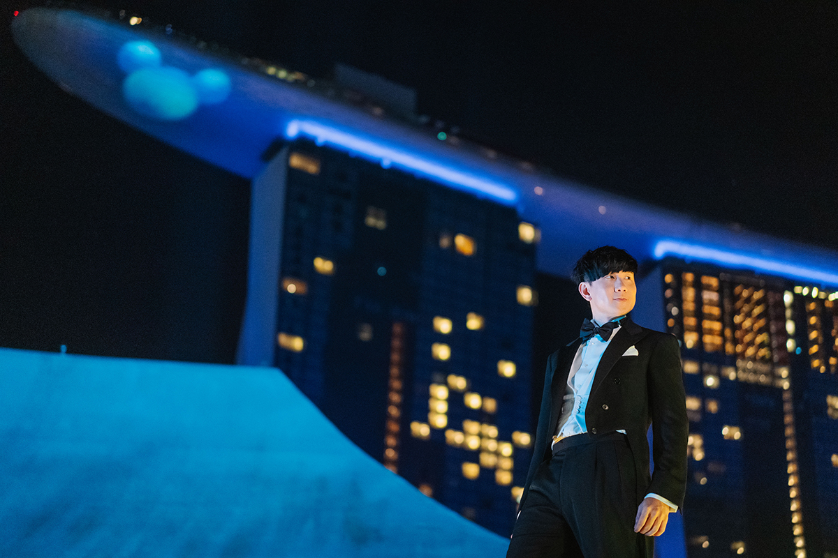 Disney+ JJ Lin on rooftop of ArtScience Museum