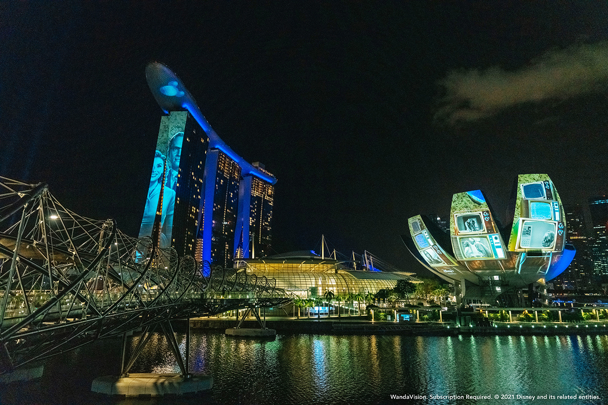 Disney+ WandaVision on MBS Hotel and ArtScience Museum