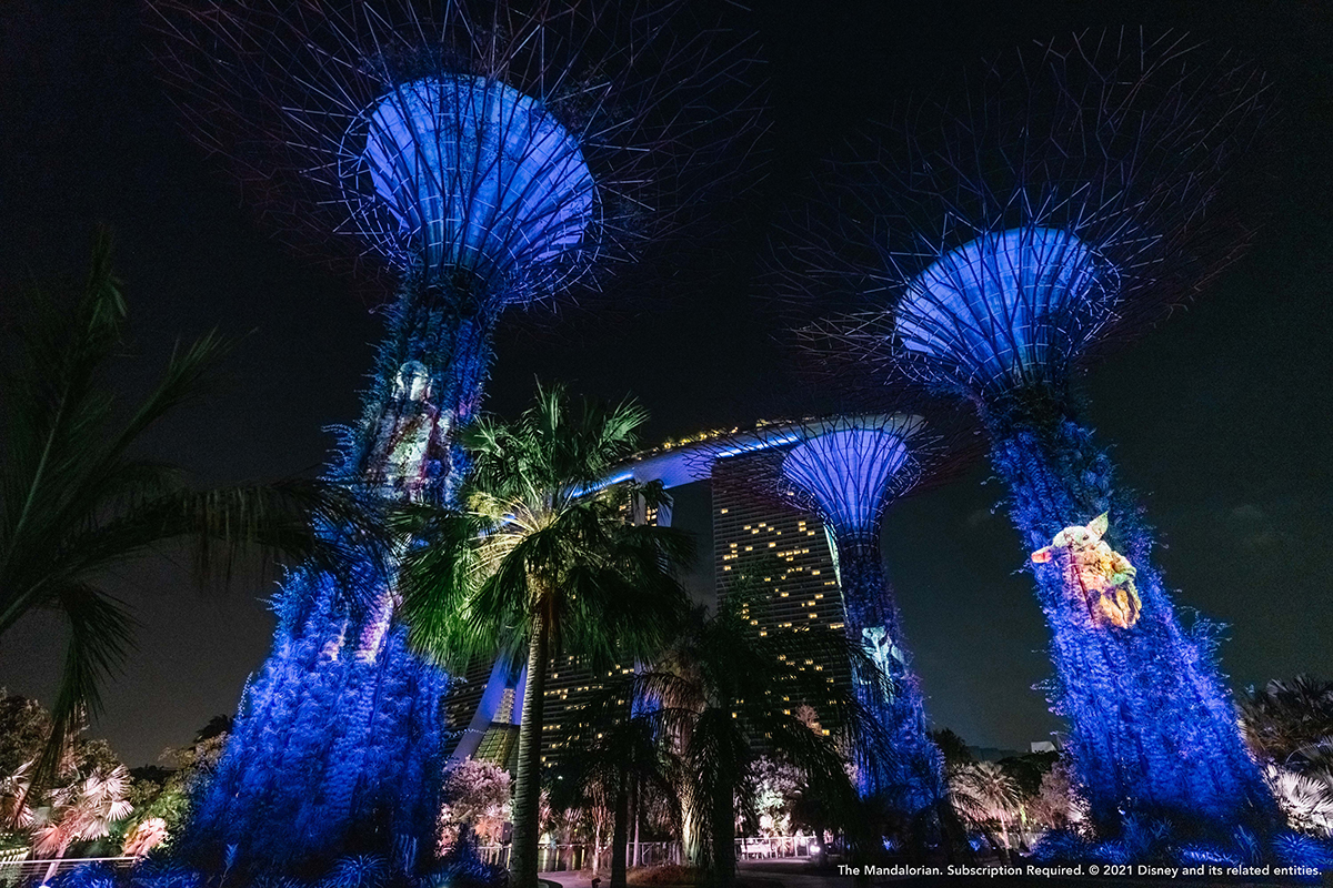 Disney+ The Mandalorian on the Supertrees at Gardens by the Bay