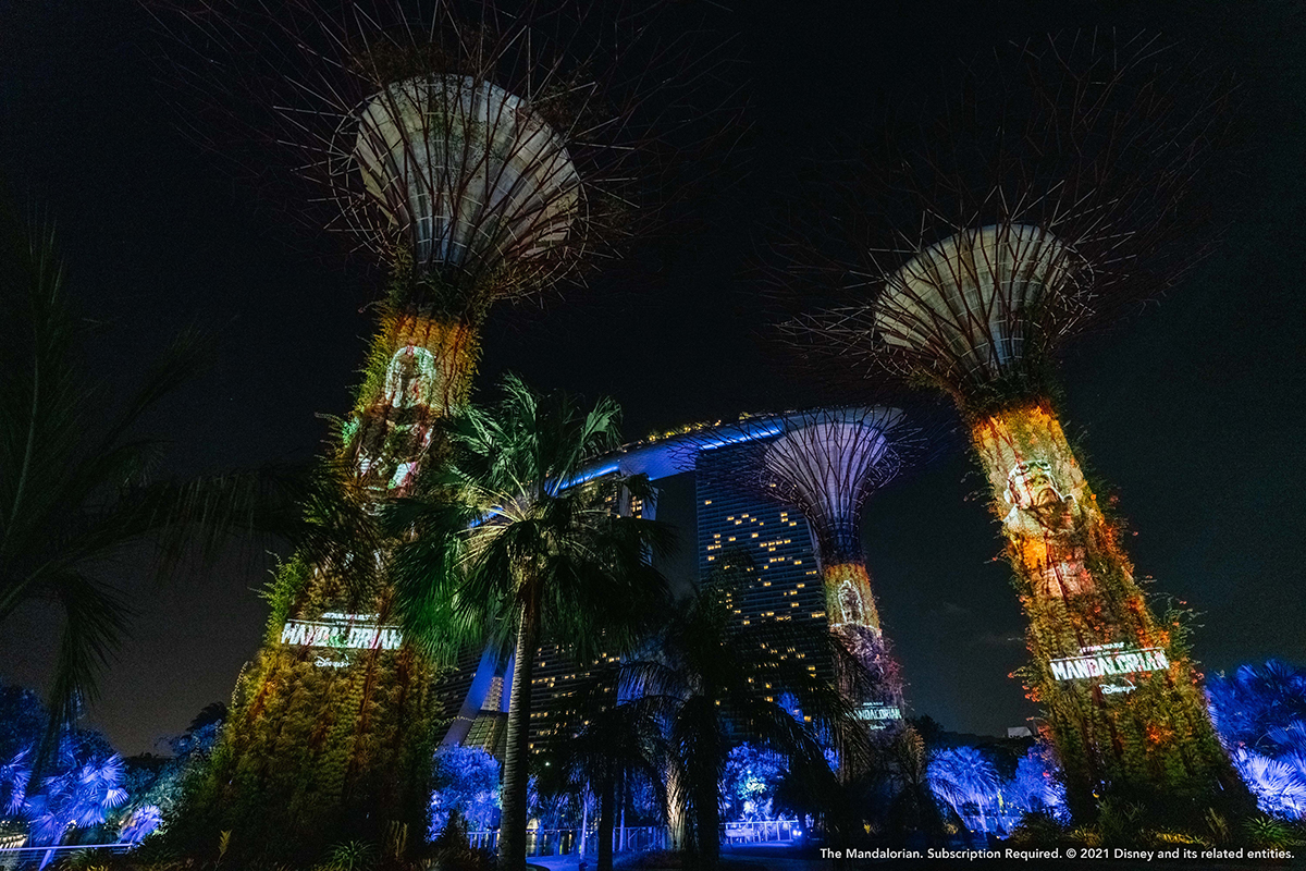 Disney+ The Mandalorian on the Supertrees at Gardens by the Bay