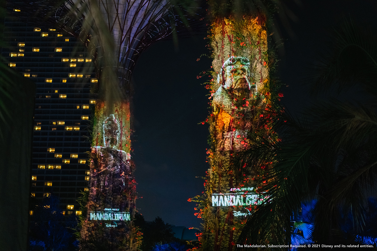 Disney+ The Mandalorian on the Supertrees at Gardens by the Bay