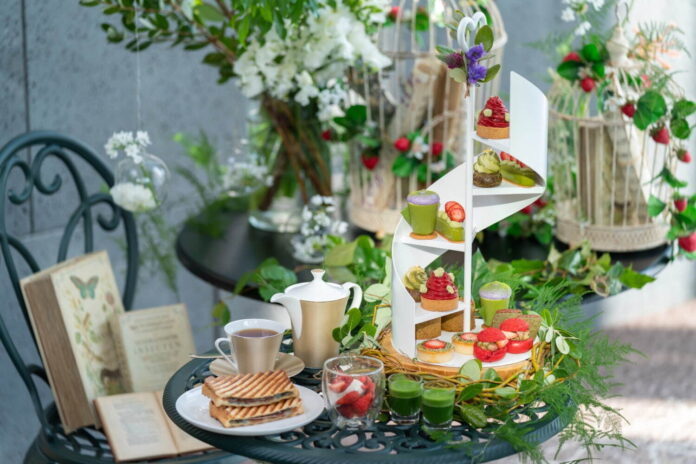 Matcha and Strawberry Le Jardin Sucre Afternoon Tea at Conrad Osaka