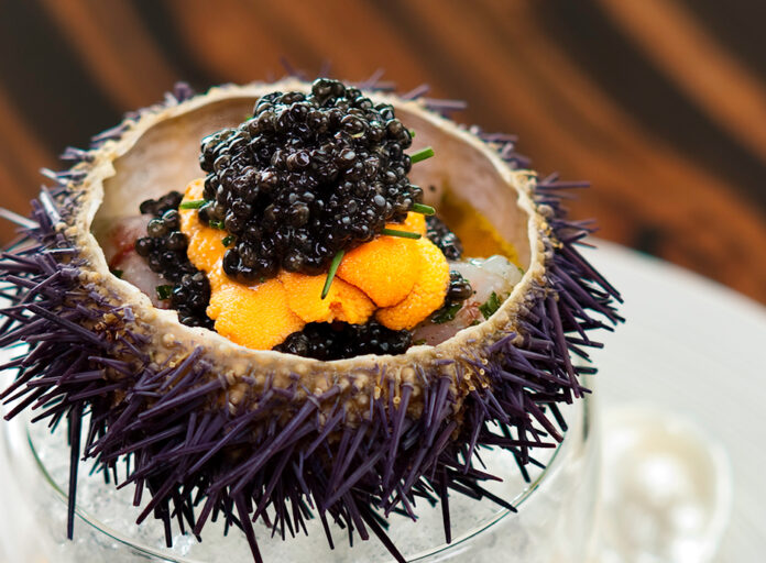 Waku Ghin - Marinated Botan Shrimp with Sea Urchin and Caviar