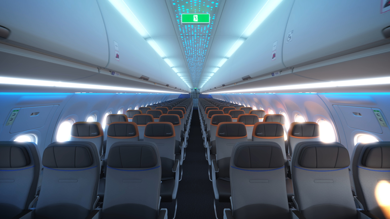 JetBlue Airbus A321 Long Range single-aisle aircraft with the Airspace by Airbus interior