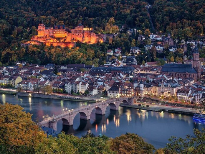 Heidelberg Palace, view of the city and palace.