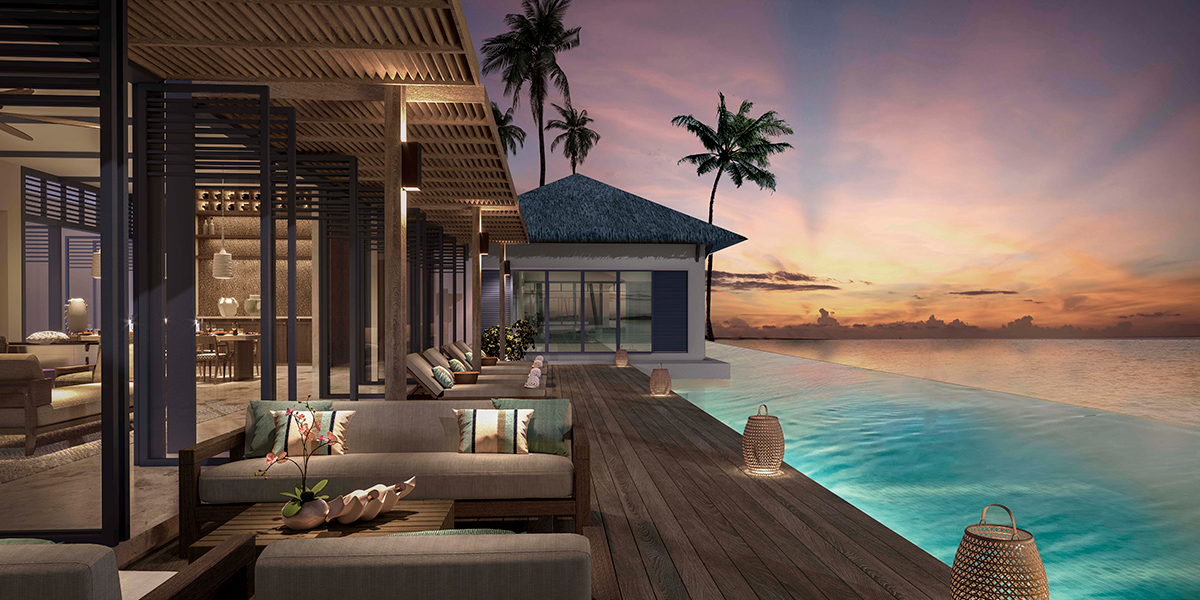 Raffles Royal Residence Swimming pool sunset render