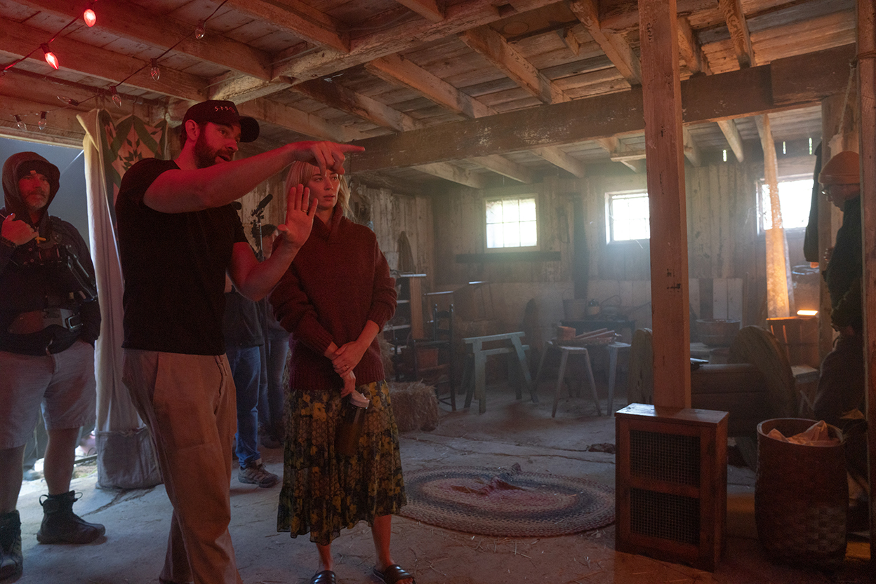 Emily Blunt and John Krasinski on the set of Paramount Pictures’ "A Quiet Place Part II.