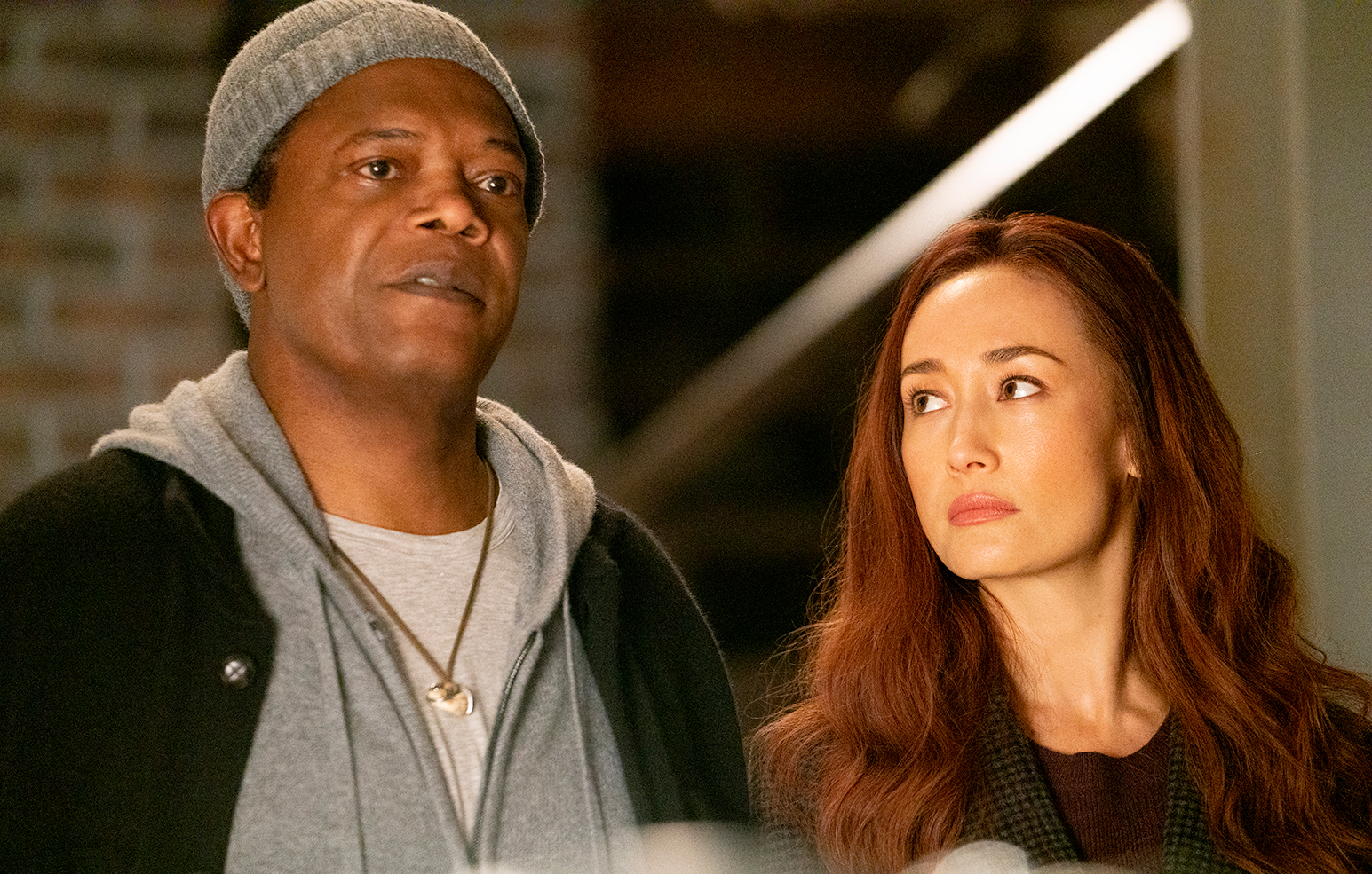 Samuel L. Jackson as ‘Moody’ and Maggie Q as ‘Anna‘ in THE PROTÉGÉ.