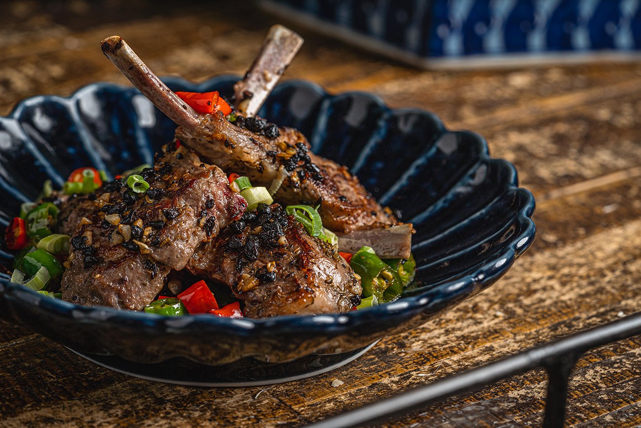 Mott 32 Roasted french Lamb Rack Hunan style with Chili and Black Bean