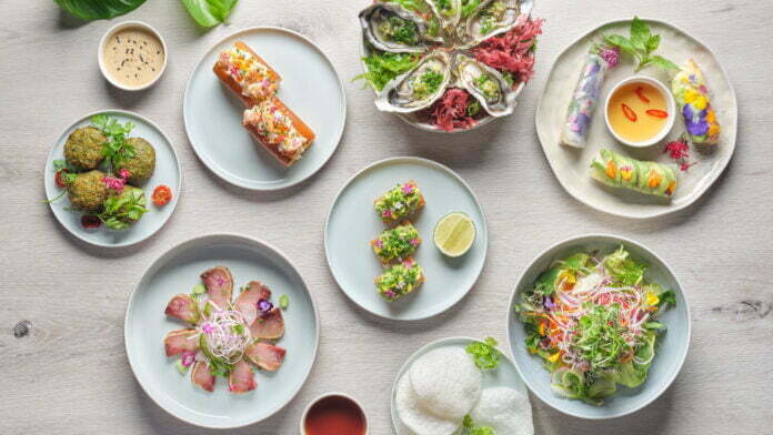 Plant-based and seafood selections at Garden@One-Ninety inside Four Seasons Hotel Singapore