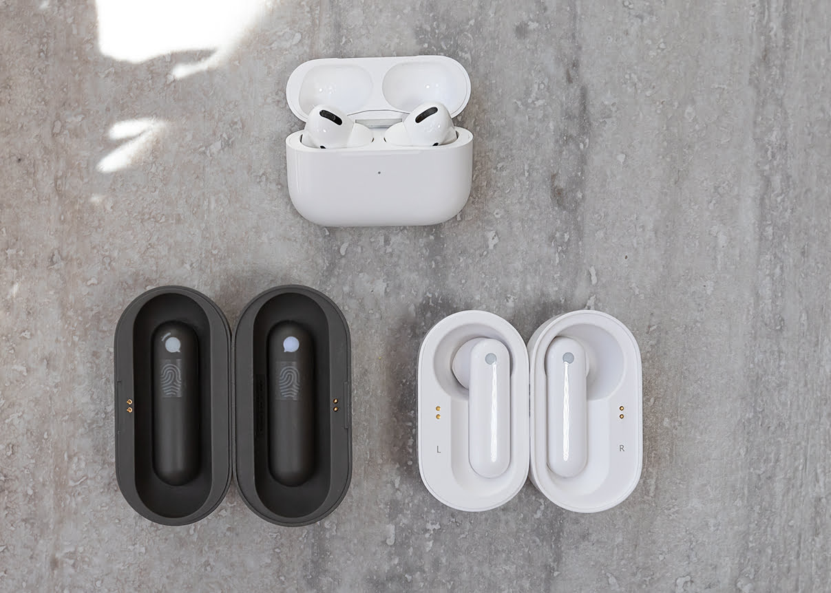 Top: Apple Airpods Pro; Bottom Left: Timekettle WT2 Plus AI Translator; Bottom Right: Timekettle M2 Language Translator (Julie Nguyen/SNAPTASTE®)