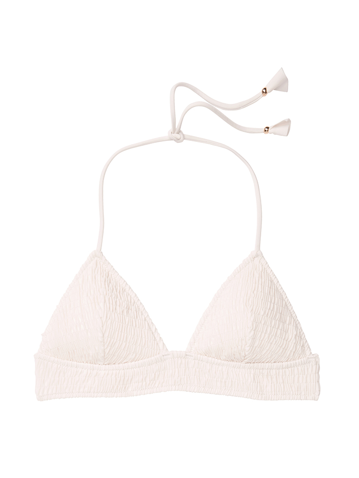 Victoria's Secret Swim 2021 Summer Ensenada smocked longline triangle top in coconut white 