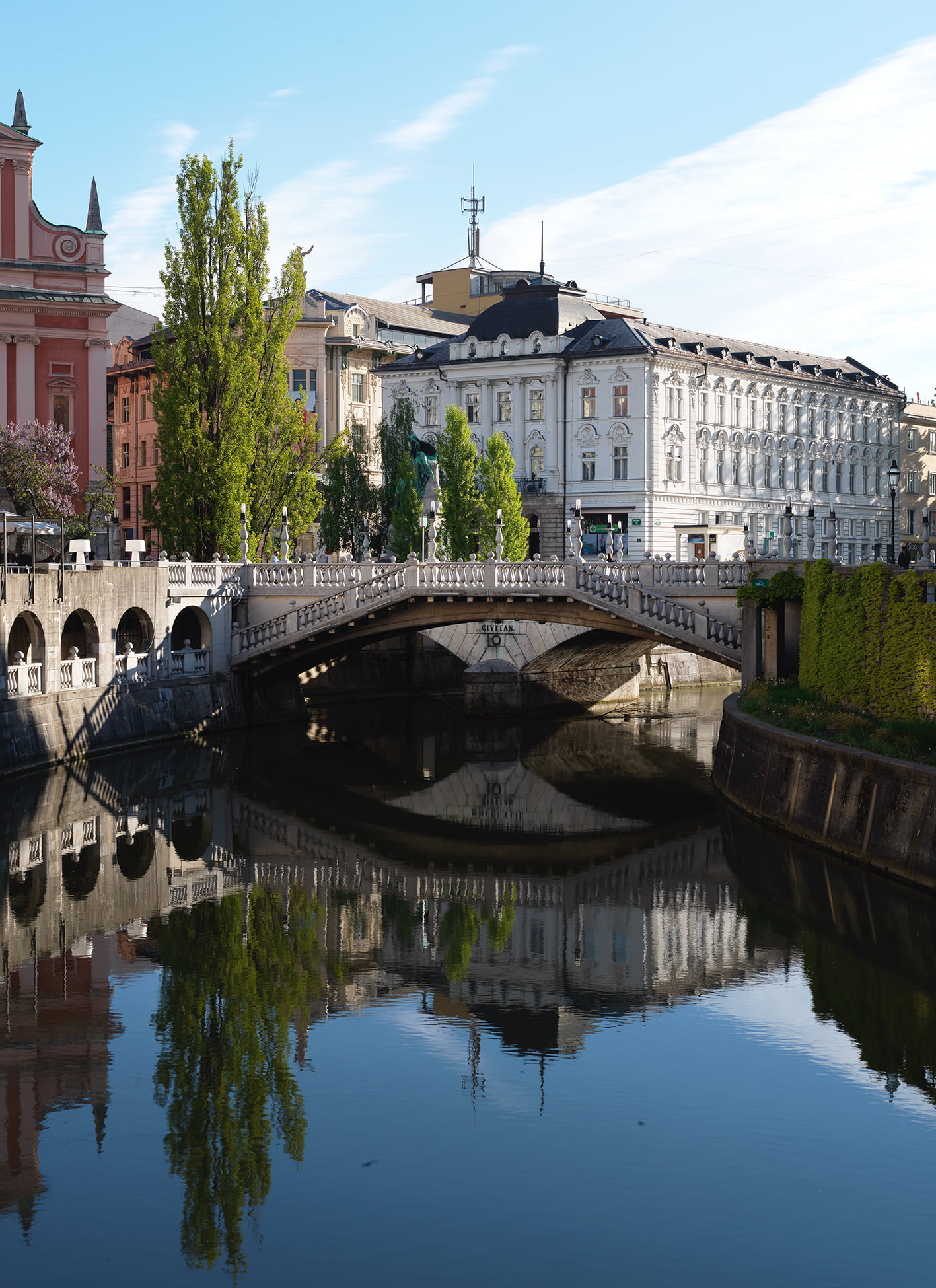 The work Jože Plečnik in Ljubljana - Human Centred Urband Design - Slovenia - View of the Three Bridges