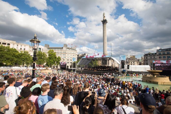 BMW Classics 2019 on Trafalgar Square in London.