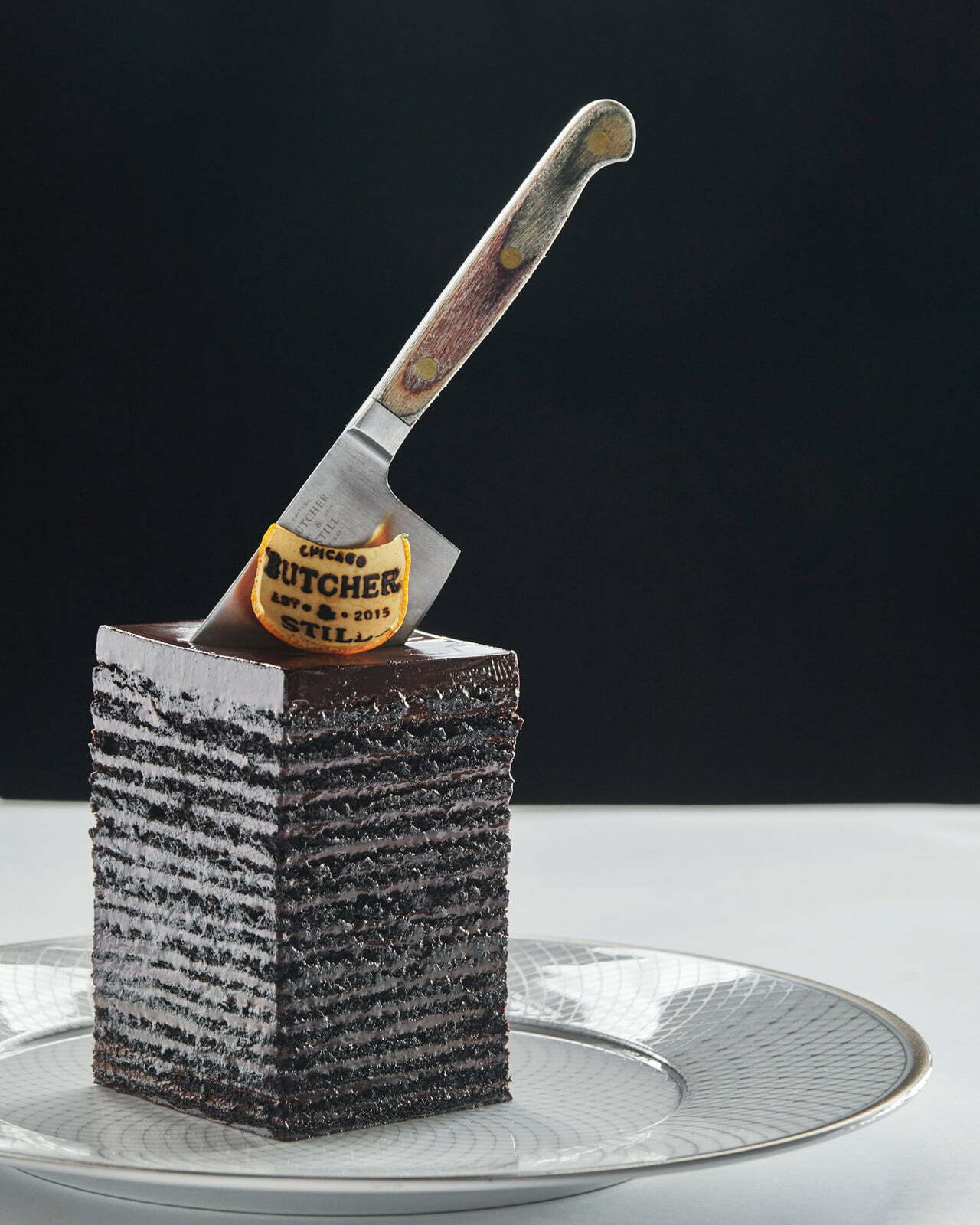 34-layer chocolate cake at Butcher & Still in Abu Dhabi