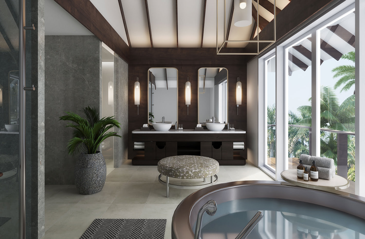 Naladhu Private Island Maldives - Two Bedroom Beach Pool Residence - Bathroom - Rendering