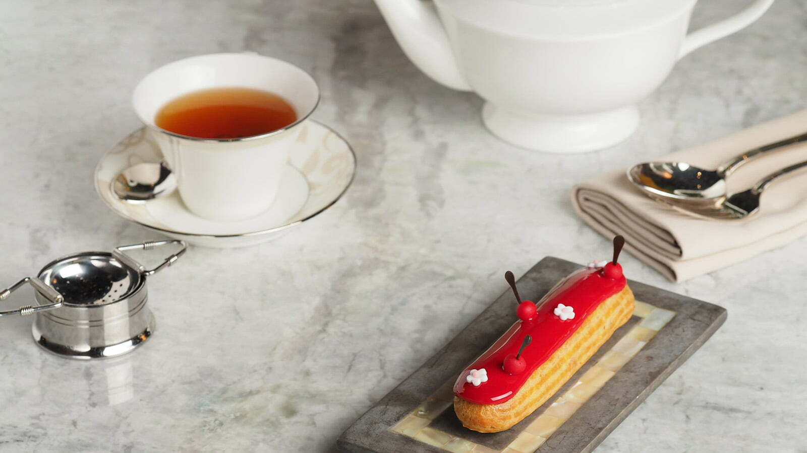 Cherry Eclair at Shai Salon, Four Seasons Resort Dubai at Jumeirah Beach