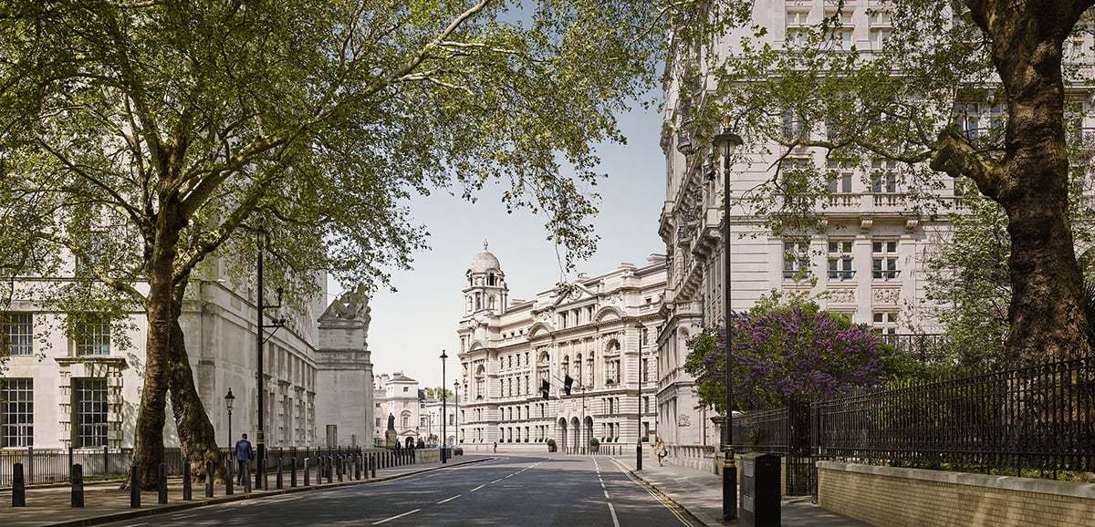 Raffles London at The OWO, UK view from Horseguards Parade