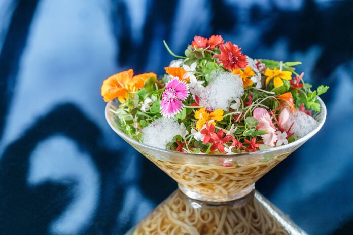 Flower Vegan Ramen (Cold) at Vegan Ramen UZU Tokyo inside teamLab Planets TOKYO in Toyosu, Tokyo