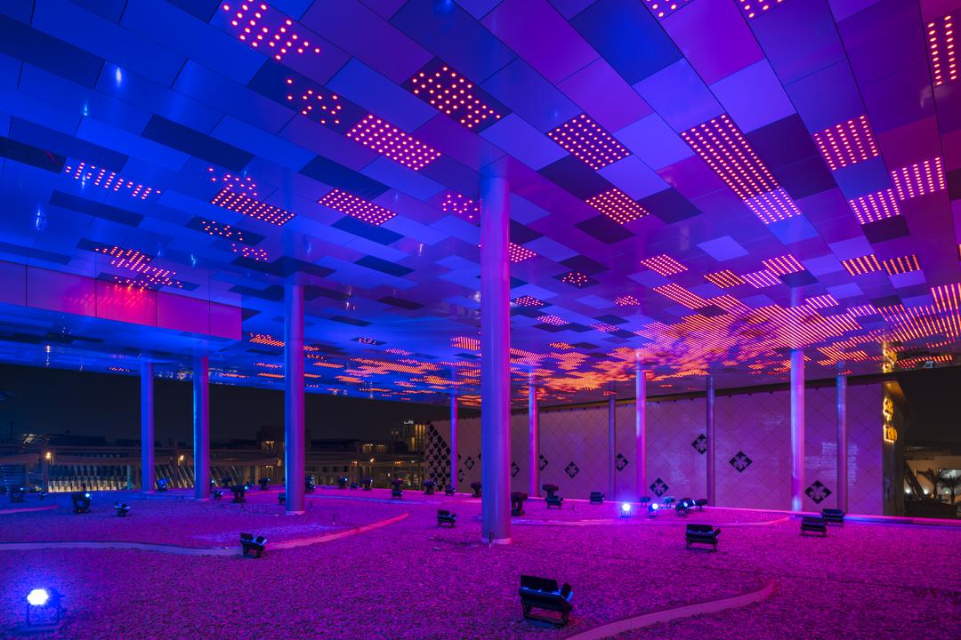 Night view of the France Pavilion, Expo 2020 Dubai.