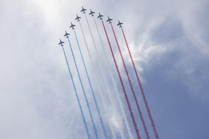 A Flypast during the National & Honour Day Ceremony of France