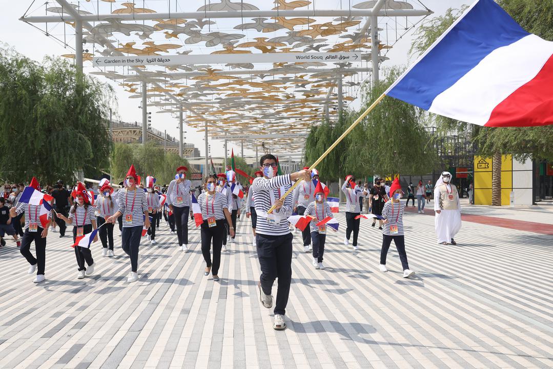 France National Day Parade on Ghaf Avenue, Expo 2020 Dubai.