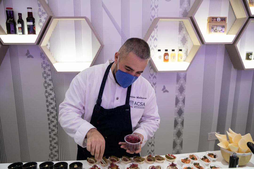 Orkhan Mukhtarov the Chef in Azerbaijan Slow Food Event , Expo 2020 Dubai.