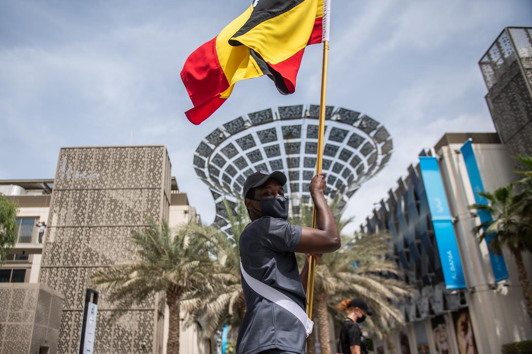 Performers during the Uganda National Day Parade, Expo 2020 Dubai.