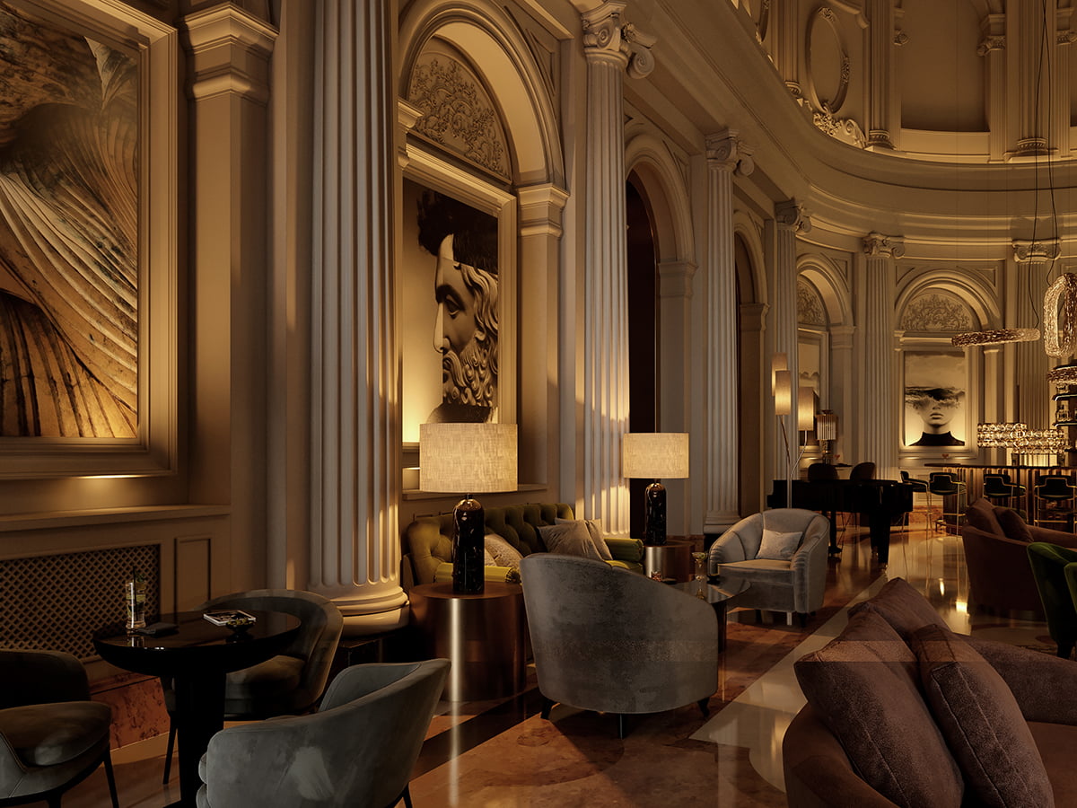 Rendering -Lobby - Art Detail- Anantara Palazzo Naiadi Rome Hotel