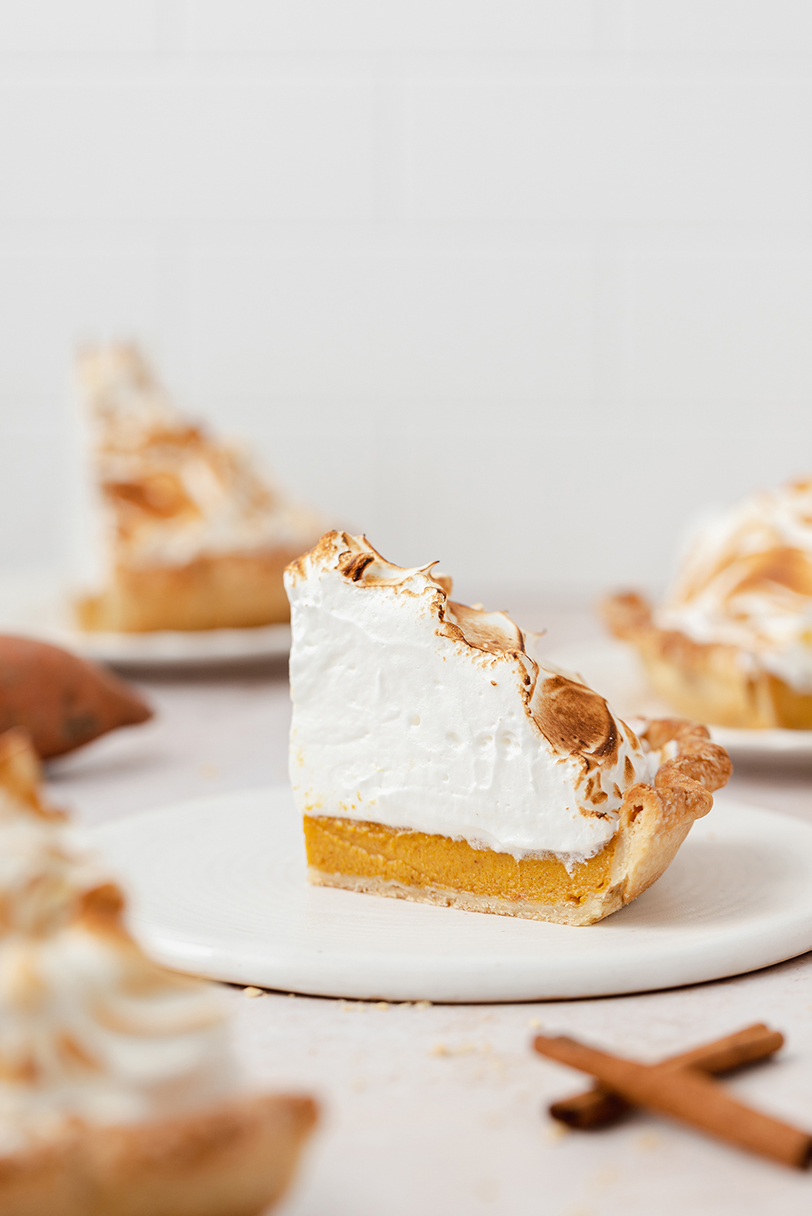 Bourbon Sweet Potato Pie with Brown Sugar Meringue Topping