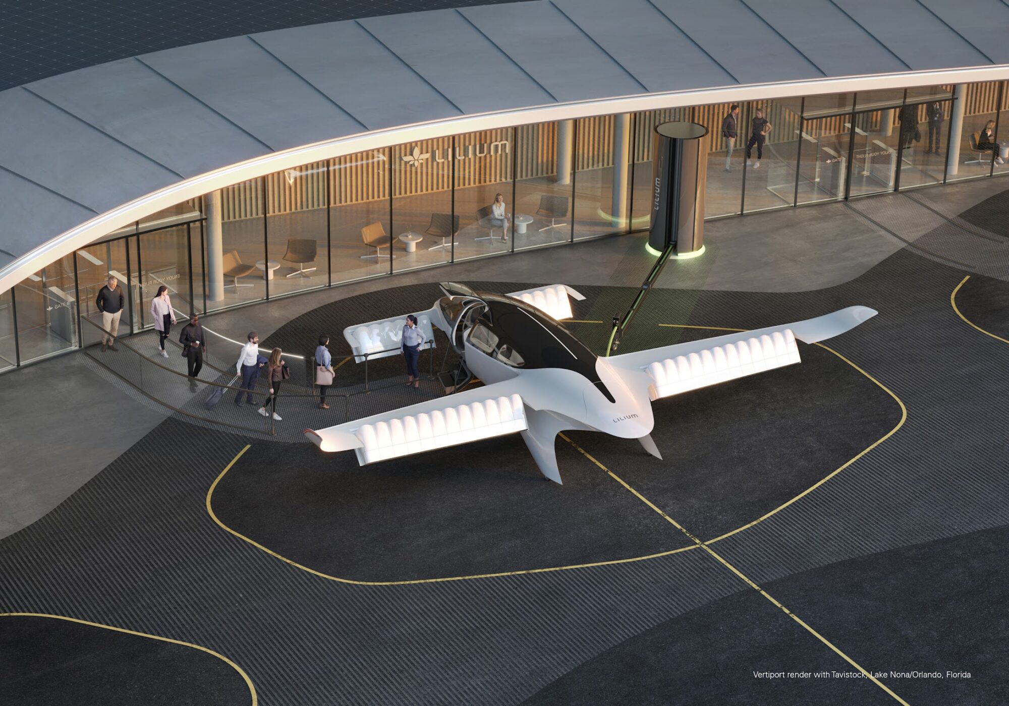 Lilium Vertiport and Lilium Jet Render