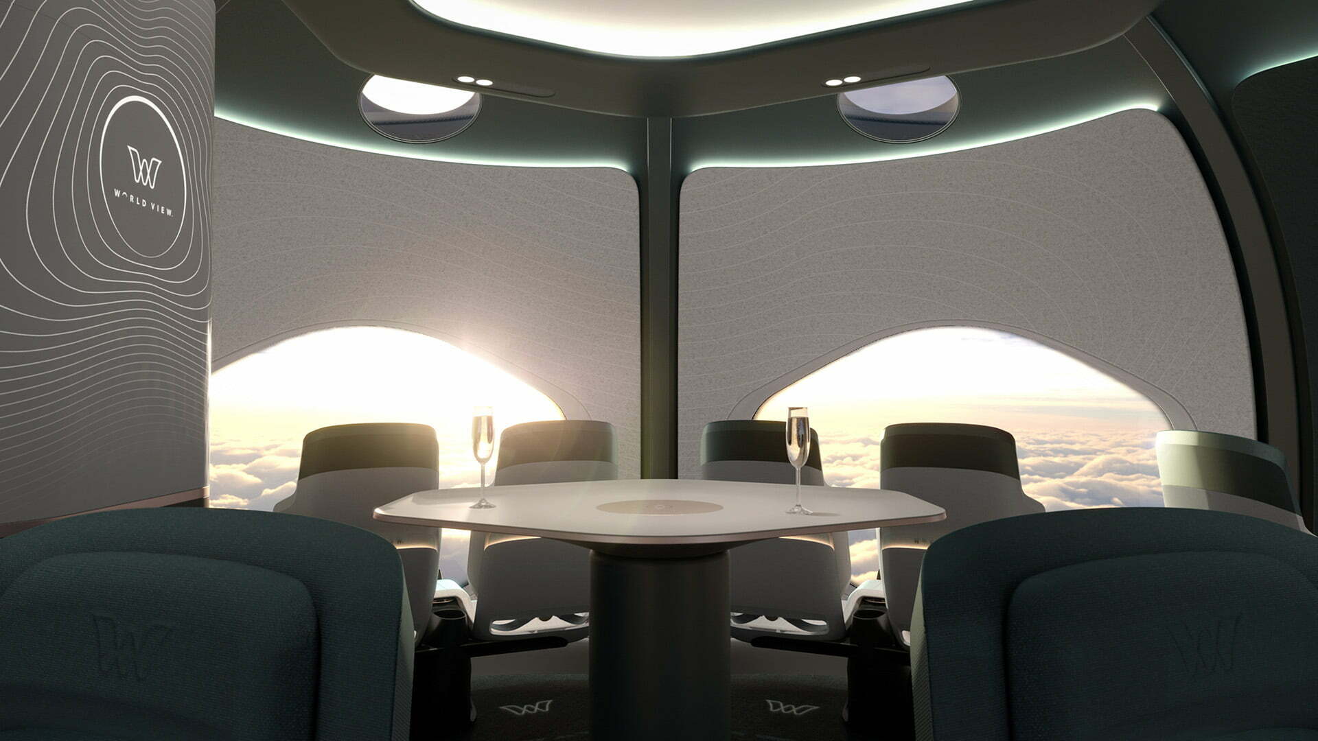 Rendering Capsule Interior Seats Outward Facing