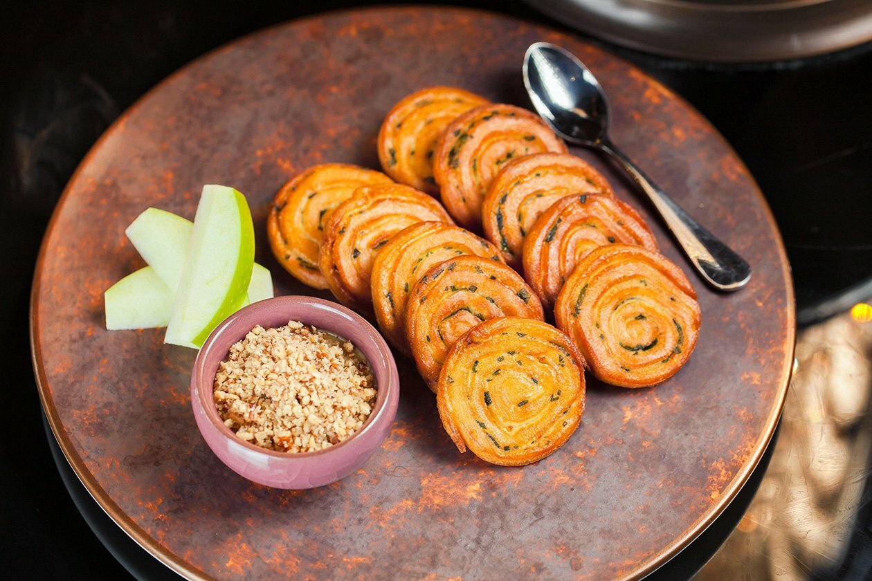 Hazelnut Foie Gras Pate and Spring Onion Pancake