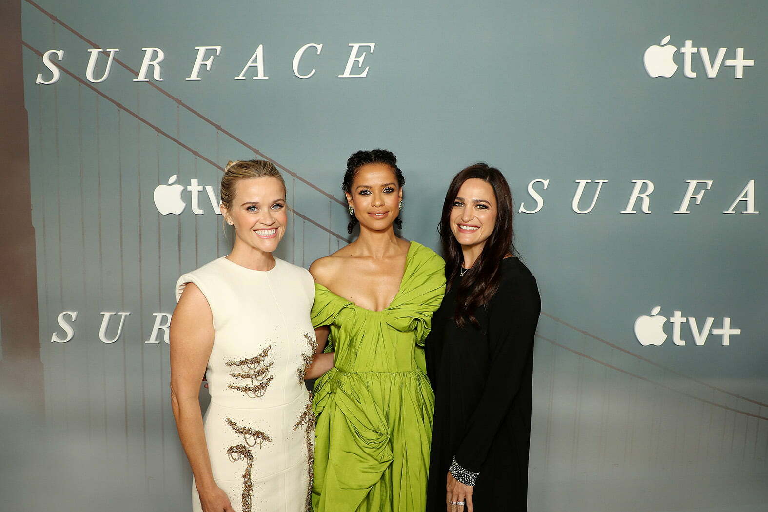 New York, NY - 7/25/22 - Reese Witherspoon (Exec Producer), Gugu Mbatha-Raw, Lauren Neustadter (Exec Producer) attends the global series premiere screening of the Apple TV+ psychological thriller "Surface" at The Morgan Library & Museum.