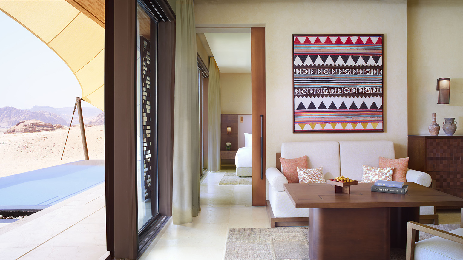 Two-bedroom villa living room from  Banyan Tree AlUla 