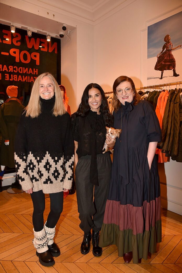 Annie Hurlbut Zander, Demi Moore and Glenda Bailey - Peruvian Connection x Glenda Bailey 2022 Capsule Collection Launch Party in New York