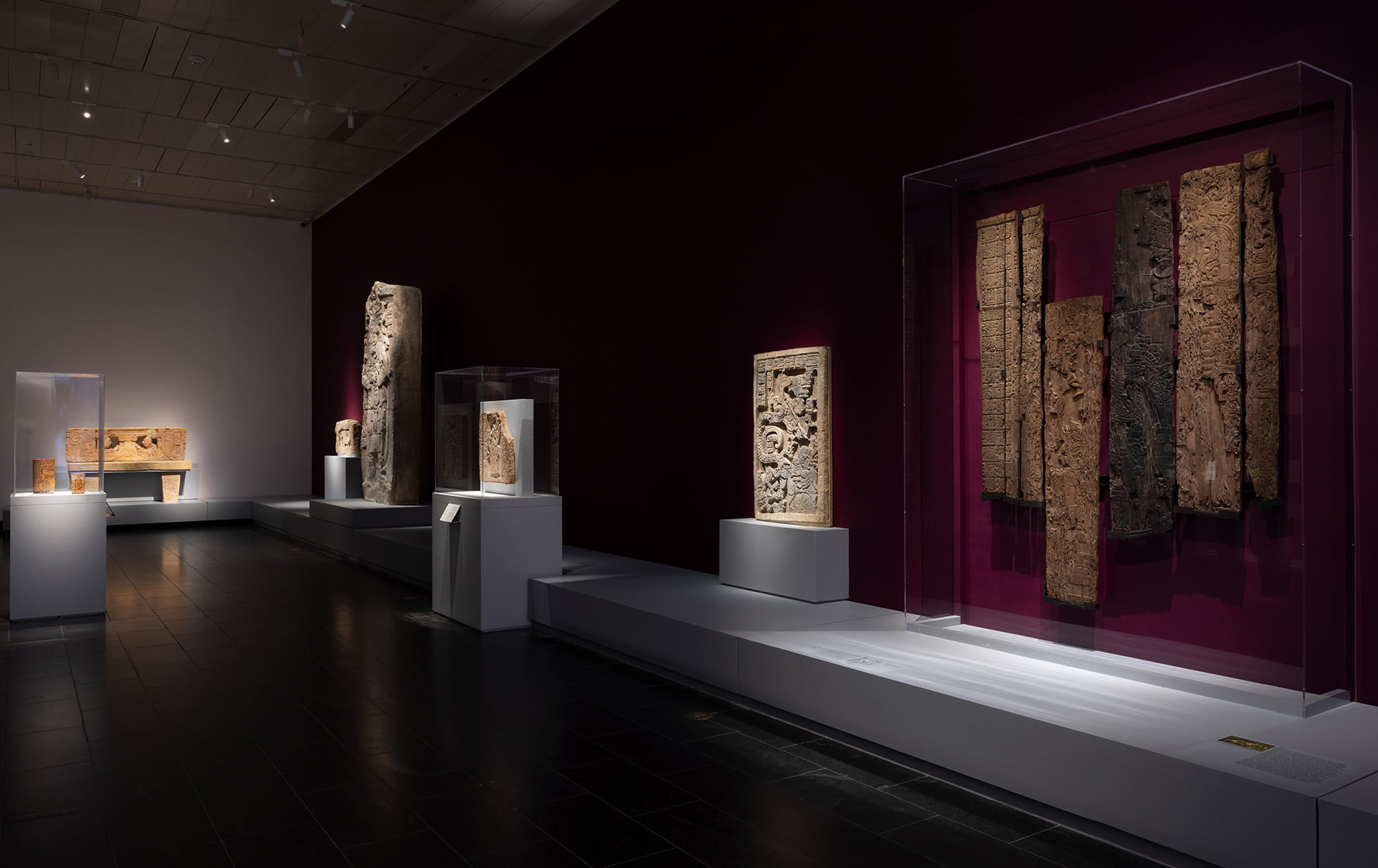 Installation view of Lives of the Gods: Divinity In Maya Art, on view November 21, 2022 – April 2, 2023.