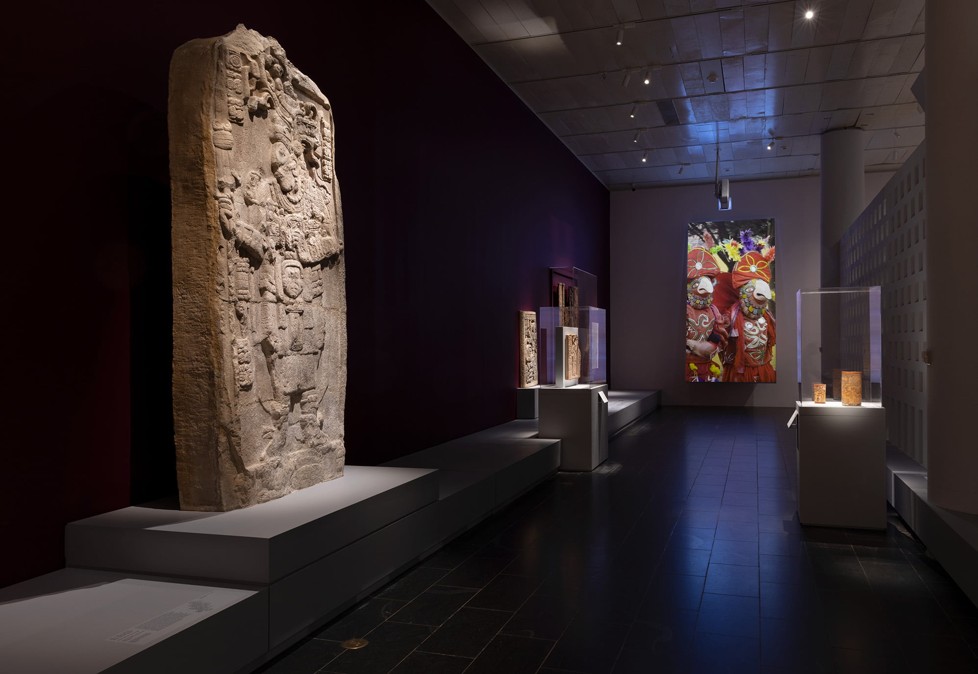 Installation view of Lives of the Gods: Divinity In Maya Art, on view November 21, 2022 – April 2, 2023.