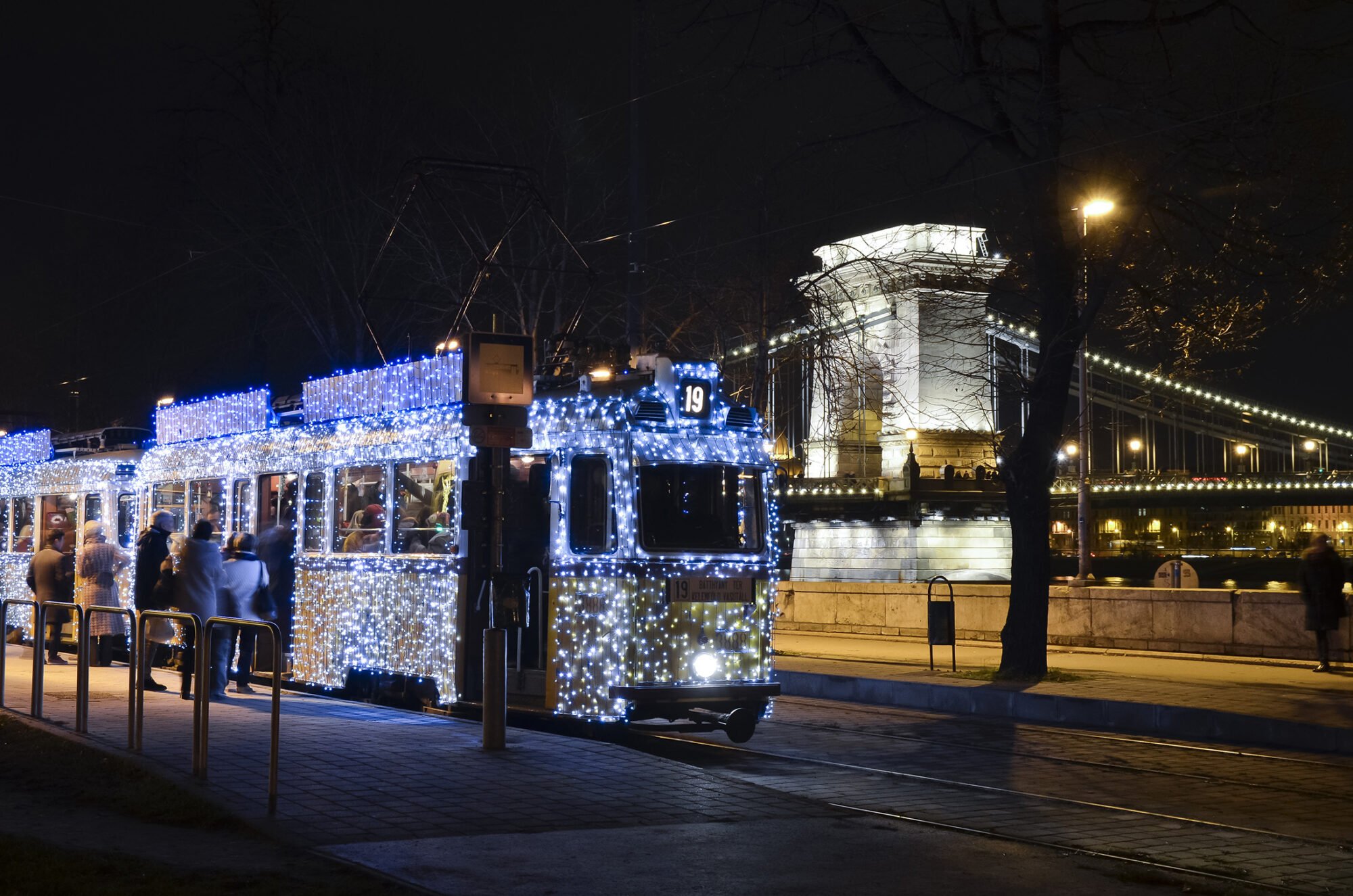 Christmas light tram in Budapest