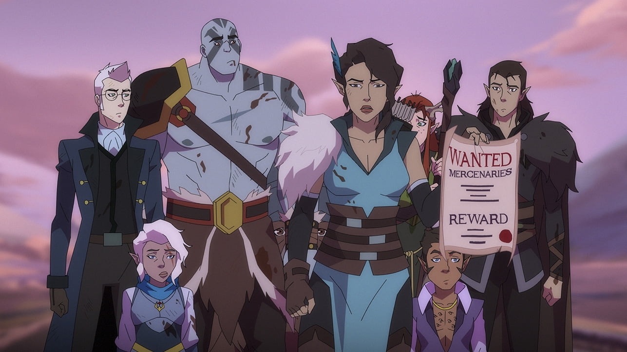 (L-R): Taliesin Jaffe (Percy de Rolo), Ashley Johnson (Pike Trickfoot), Travis Willingham (Grog Strongjaw), Laura Bailey (Vex’ahlia), Marisha Ray (Keyleth), Sam Riegel (Scanlan Shorthalt), Liam O’Brien (Vax’ildan).