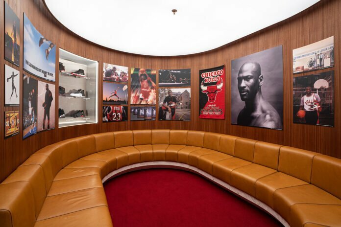 The Members Lounge features iconic images and memorabilia from the career of Michael Jordan.