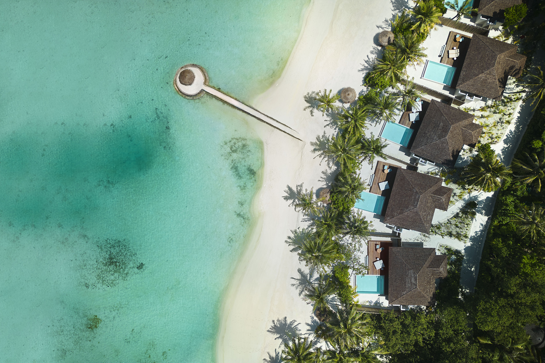 Anantara Veli Maldives Resort - Beach Pool Villas - aerial view with lagoon