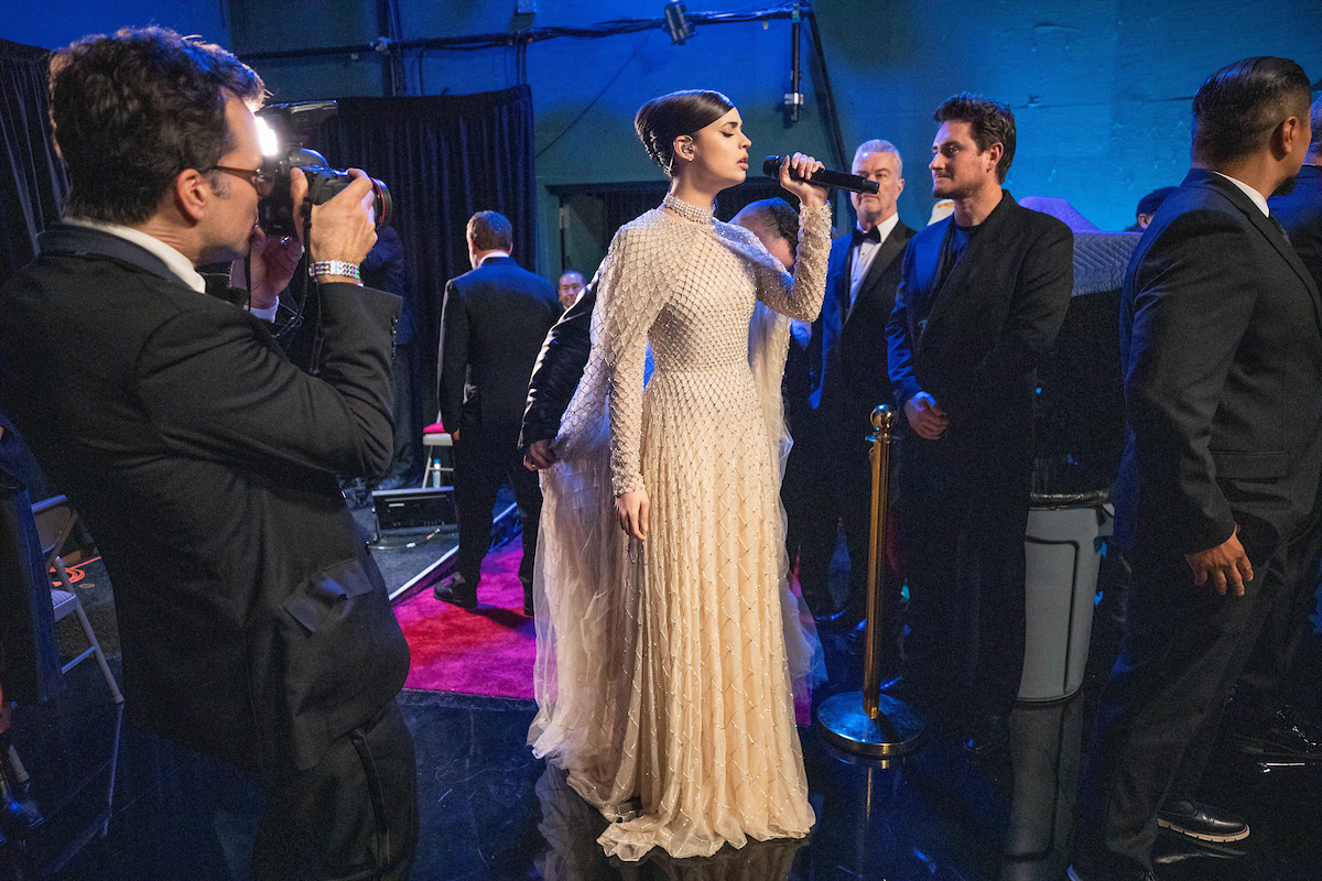 Sofia Carson performs onstage during the live ABC telecast of the 95th Oscars® at the Dolby® Theatre at Ovation Hollywood on Sunday, March 12, 2023.