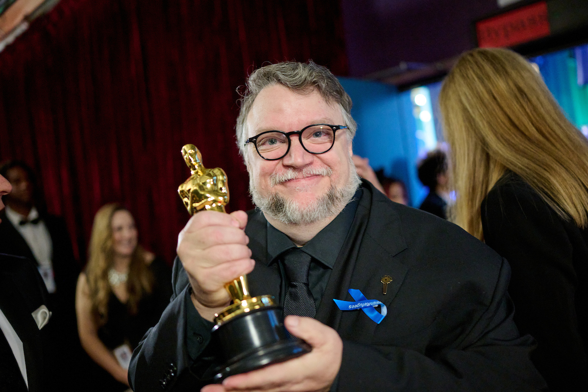 Guillermo del Toro poses backstage with the Oscar® for Animated Feature Film during the live ABC telecast of the 95th Oscars® at Dolby® Theatre at Ovation Hollywood on Sunday, March 12, 2023.