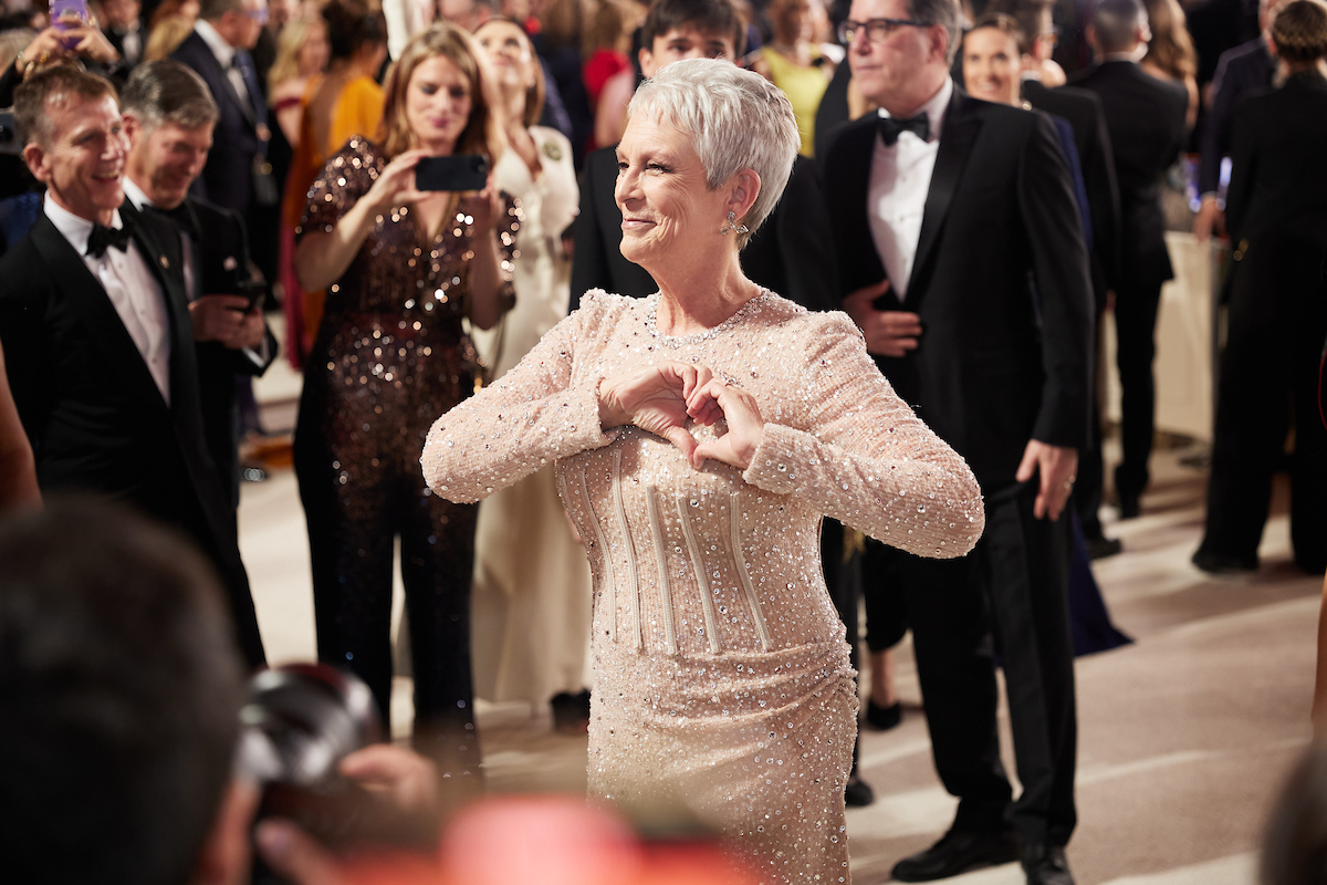 Oscar® nominee Jamie Lee Curtis arrives on the red carpet of the 95th Oscars® at the Dolby® Theatre at Ovation Hollywood on Sunday, March 12, 2023.