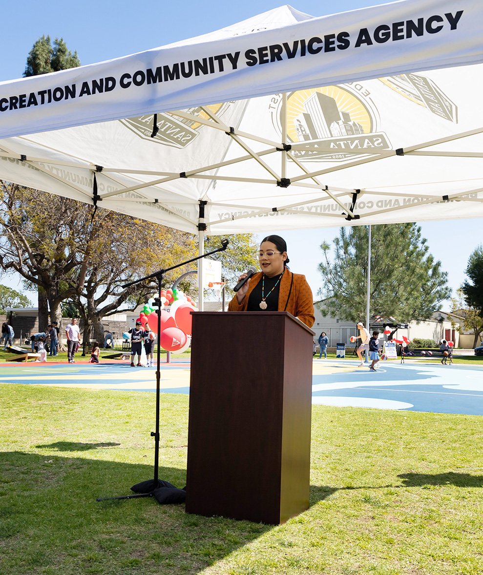 BJ’s Restaurant & Brewhouse® Honors Roots with Santa Ana Basketball Court Renovation - Santa Ana Mayor Pro Tem Jessie Lopez (Photo by: Julie Nguyen)