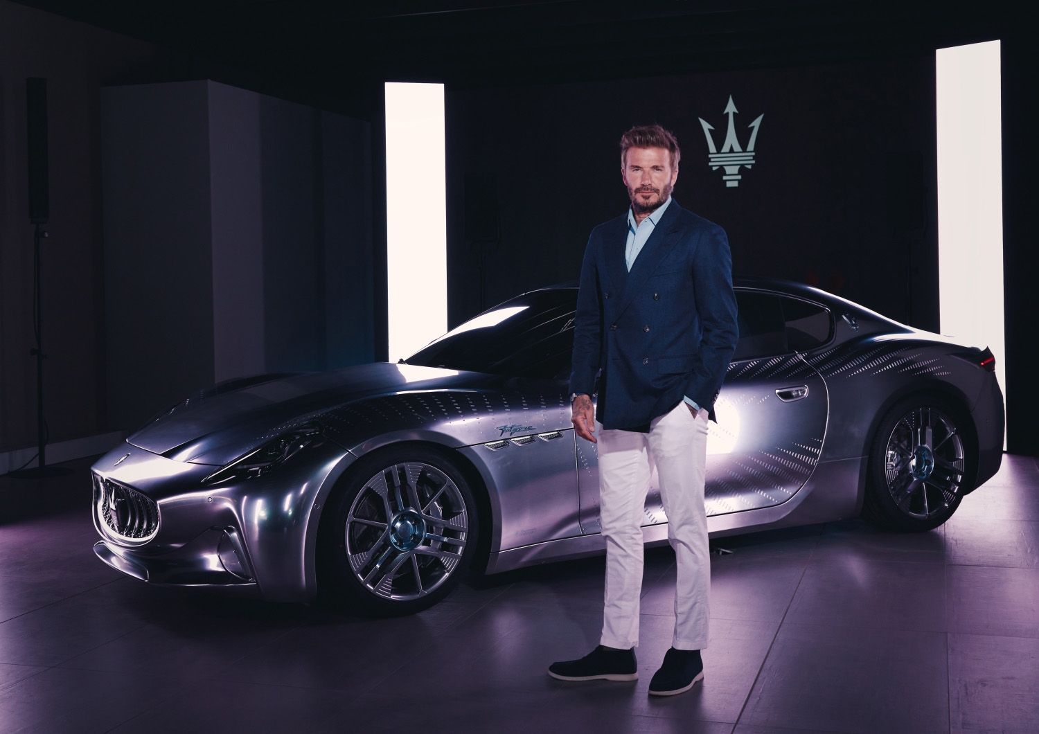 Maserati GranTurismo Celebration event David Beckham with GT One-Off Luce