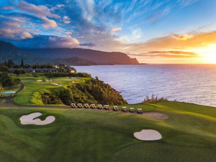 Princeville Makai Hole 7 PM Sunset Golf Cart