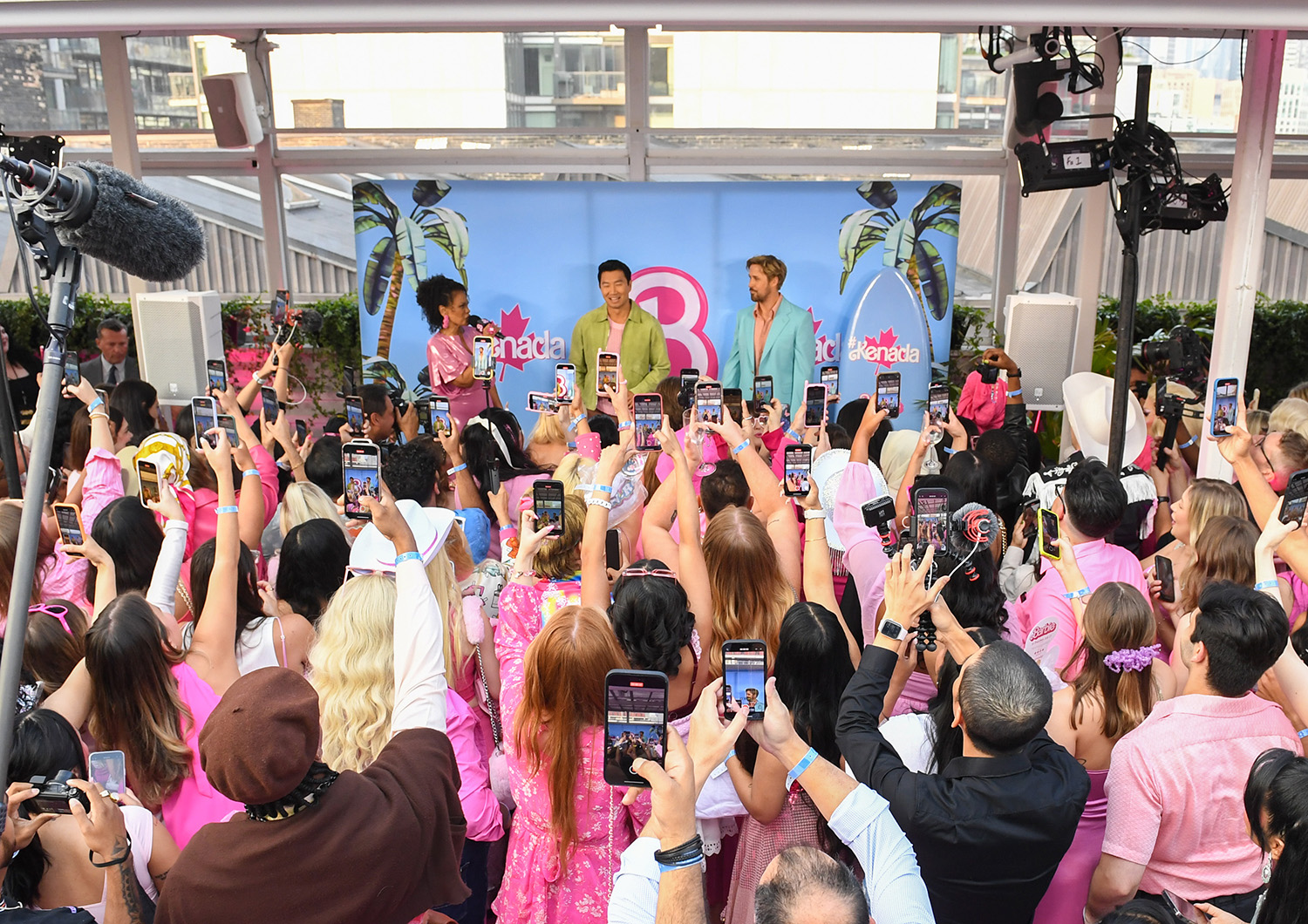 BARBIE - TORONTO FAN EVENT - JUNE 28, 2023 - Simu Liu and Ryan Gosling attend a Fan Event in Toronto.