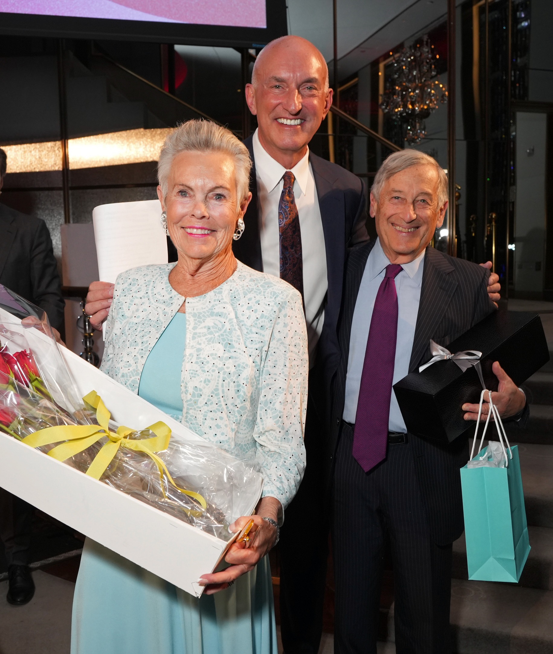 Marcia Clay Hamilton, James Gandre and Ed Lowenthal attend Manhattan School of Music 2023 Gala at Rainbow Room on May 17, 2023 in New York.